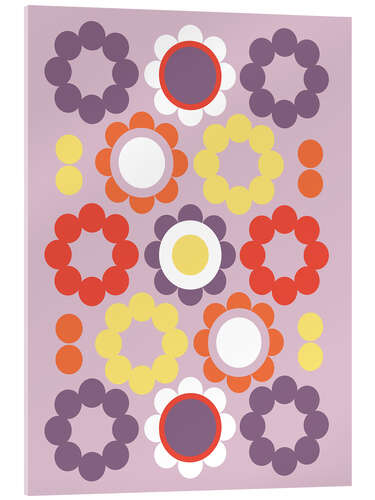 Tableau en verre acrylique Retro flowers