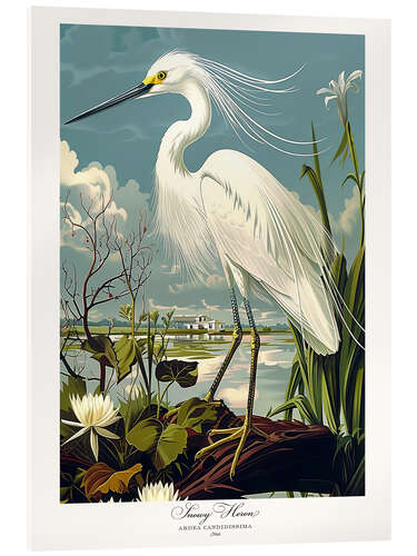 Acrylic print Snowy Heron after Audubon