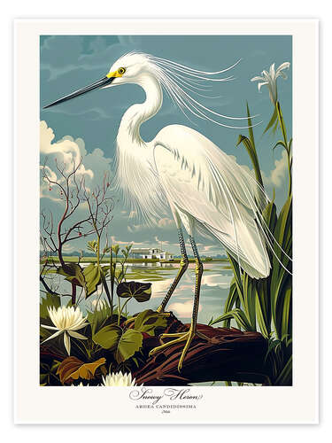 Poster Schmuckreiher nach Audubon