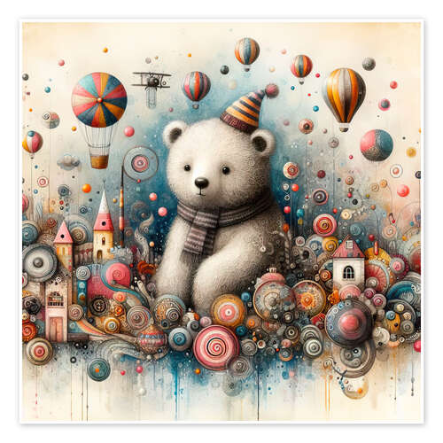 Plakat Baby bear with toys