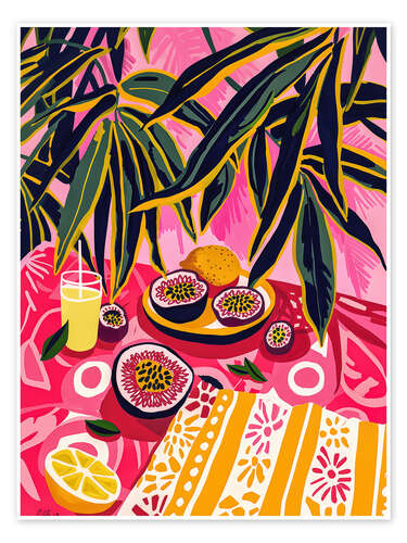 Poster Colourful still life with passion fruit