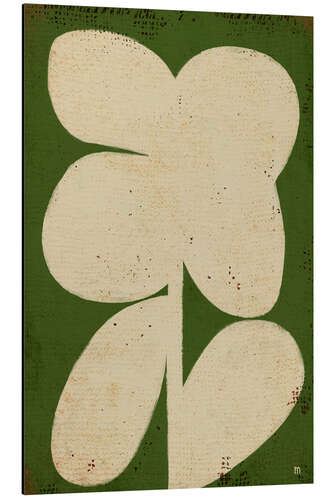 Aluminium print Big bold white flower on green II