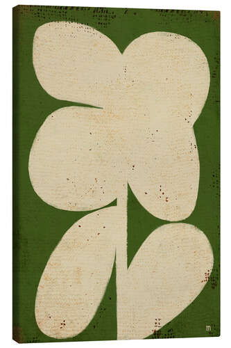 Quadro em tela Big bold white flower on green II