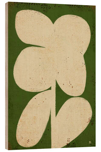 Tableau en bois Big bold white flower on green II