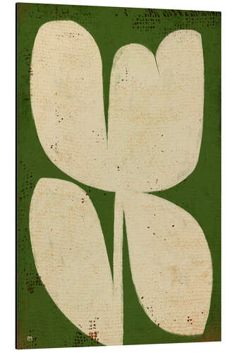 Tableau en aluminium Big bold white flower on green I