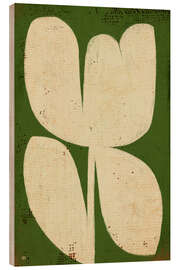 Wood print Big bold white flower on green I - Marco Marella
