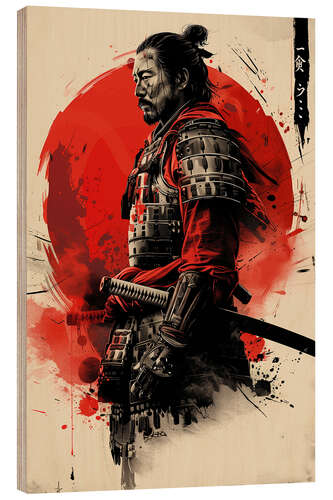 Holzbild Samurai Warrior Bushido