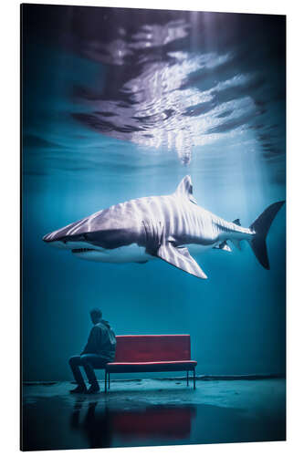 Alumiinitaulu Alone with an aquarium shark