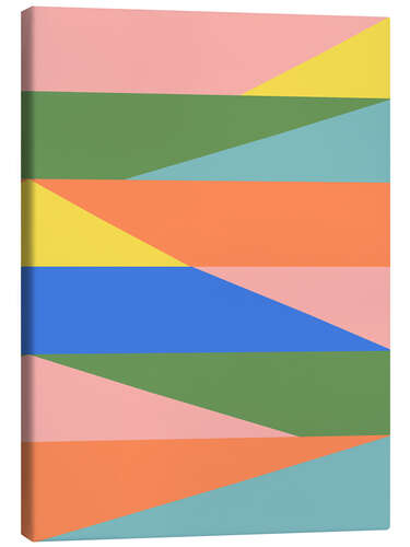 Canvas print Geometric Abstraction in Spring Green, Peach and Blue
