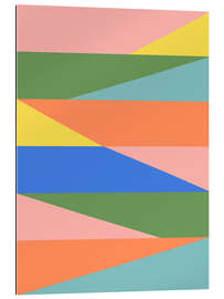 Gallery Print Geometrische Abstraktion in Frühlingsgrün, Pfirsich und Blau