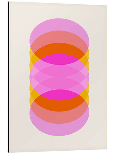 Alubild Geometrischer Op-Art-Zylinder in Pink und Orange