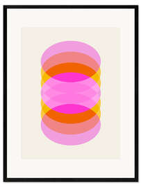 Stampa artistica con cornice Geometric Op Art Cylinder in Pink and Orange