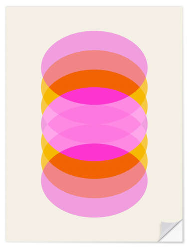 Vinilo para la pared Geometric Op Art Cylinder in Pink and Orange