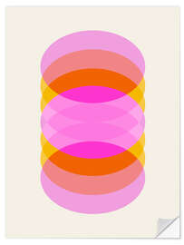 Vinilo para la pared Geometric Op Art Cylinder in Pink and Orange