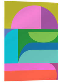 Tableau en verre acrylique Geometric Colour Block in Pink Green and Blue - apricot and birch