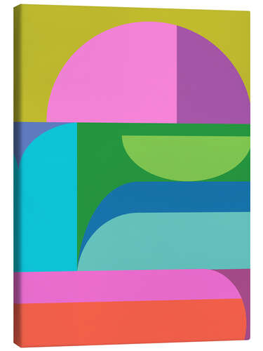 Tableau sur toile Geometric Colour Block in Pink Green and Blue