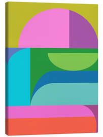 Tableau sur toile Geometric Colour Block in Pink Green and Blue - apricot and birch