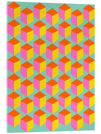 Acrylic print Retro cubes in pink, yellow and mint green