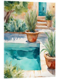 Acrylglasbild Pool mit Pflanzen