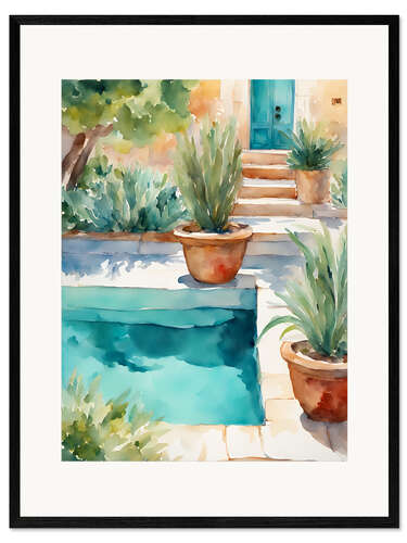 Impression artistique encadrée Pool with plants