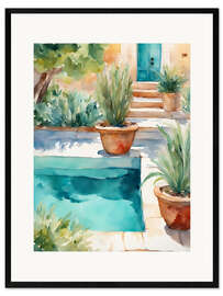 Impression artistique encadrée Pool with plants - Ohkimiko