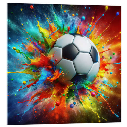 Akrylbilde Watercolour soccer ball with explosive touches