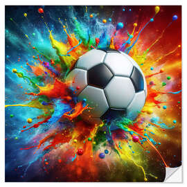 Självhäftande poster Watercolour soccer ball with explosive touches