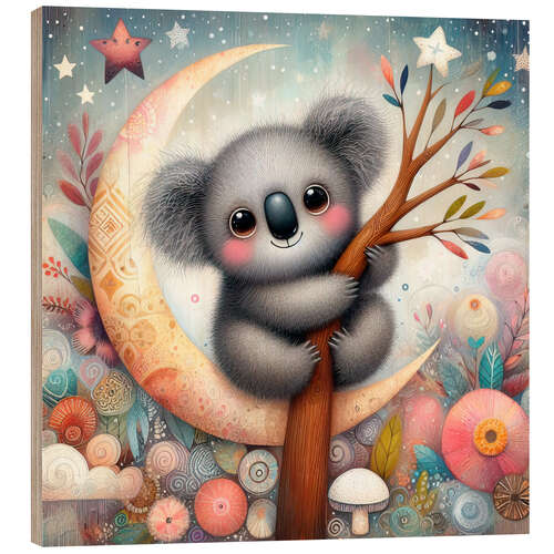 Wood print A capricious koala