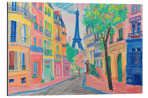 Aluminiumsbilde Colourful Streets of Paris