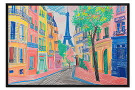 Gerahmter Kunstdruck Bunte Straßen von Paris