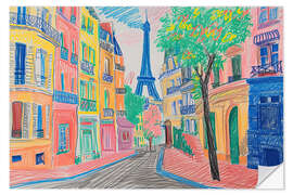 Vinilo para la pared Colourful Streets of Paris
