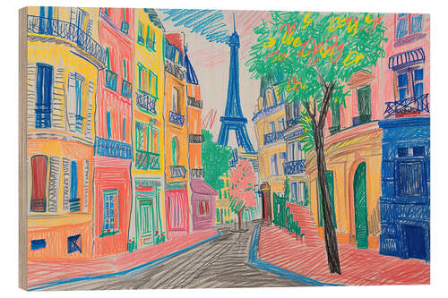 Stampa su legno Colourful Streets of Paris