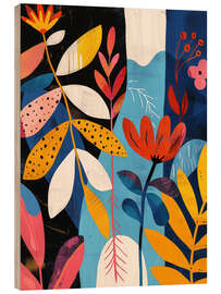 Cuadro de madera Boho beach flowers in neon colours - Frank Daske