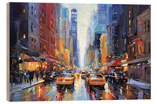 Hout print New York City street view