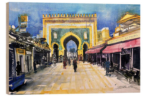 Wood print Fes, City Gate Bab Bou Jeloud