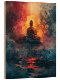 Quadro de madeira Peaceful Presence: Buddha in Harmony - DejaReve