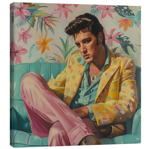 Canvas print Elvis sitting on retro sofa