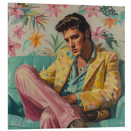 Foam board print Elvis sitting on retro sofa