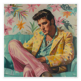 Poster Elvis sitting on retro sofa