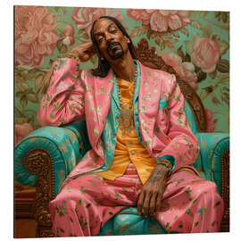 Cuadro de aluminio Snoop Dogg sitting on retro sofa