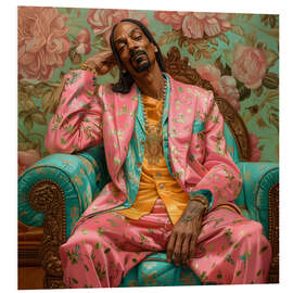 Foam board print Snoop Dogg sitting on retro sofa