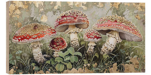 Quadro de madeira Mystic Mycelium: Enchanted Forest Fungi