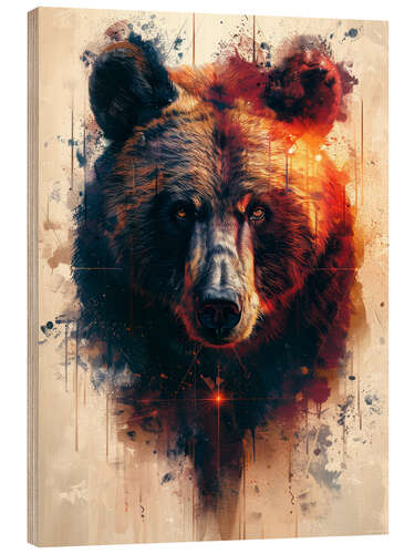 Wood print Bear power