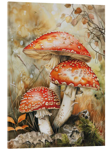 Acrylglas print Enchanted Caps: Forest Floor Wonders