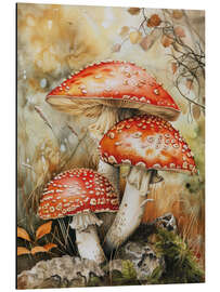 Aluminium print Enchanted Caps: Forest Floor Wonders - DejaReve