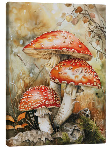 Quadro em tela Enchanted Caps: Forest Floor Wonders