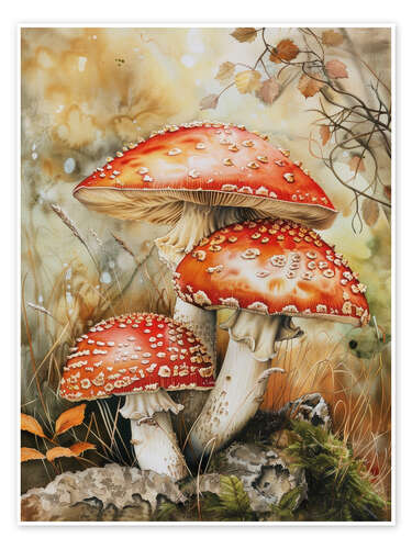 Póster Enchanted Caps: Forest Floor Wonders