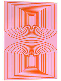 Acrylic print Mid Century Modern Pink and Orange Arch Lines - apricot and birch
