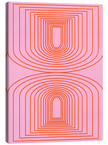 Lerretsbilde Mid Century Modern Pink and Orange Arch Lines
