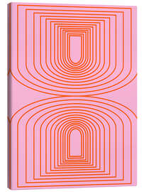 Canvas print Mid Century Modern Pink and Orange Arch Lines - apricot and birch